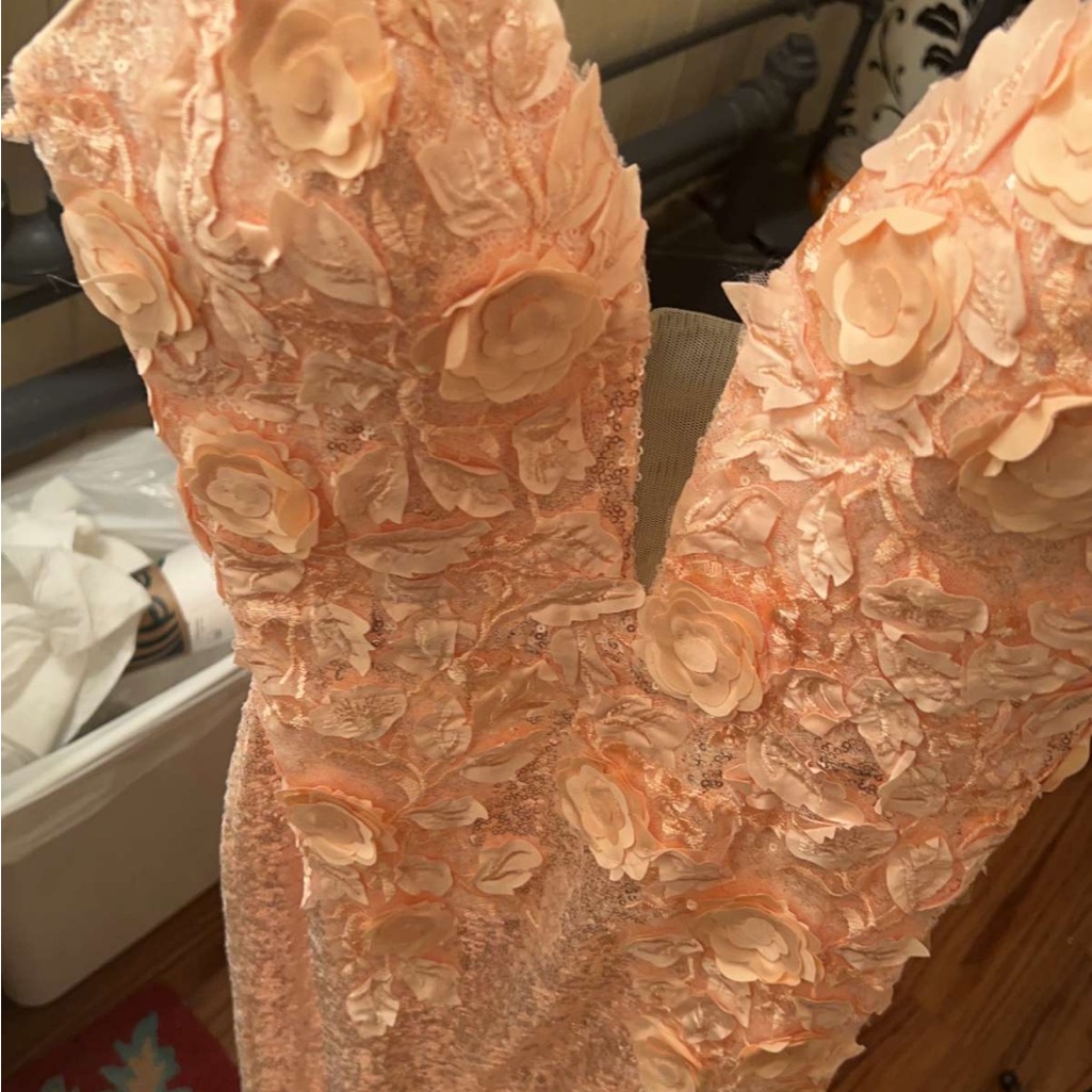 Elegant Peach Floral Dress